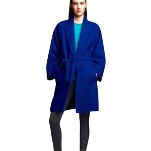 NARCISCO Rodriguez Design Nation Cobalt Blue Cocoon Belted Coat Jacket Small